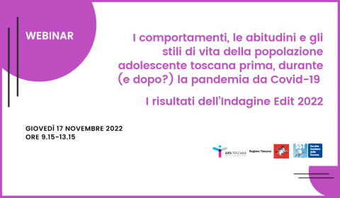 particolare del programma del convegno di Presentazione risultati Indagine Edit 2022 I comportamenti, le abitudini e gli stili di vita della popolazione adolescente toscana prima, durante (e dopo?) la pandemia da Covid-19