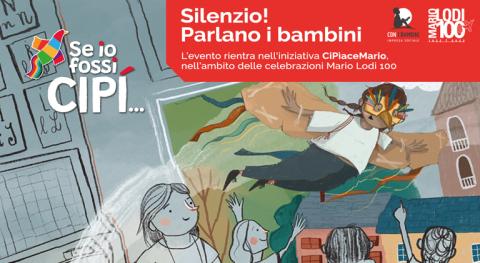 grafica del contest “Silenzio! Parlano i bambini” per il centenario di Mario Lodi